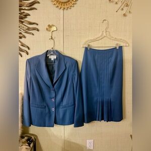 JH Collection Women's Blue Lined Blazer Skirt Set C1
